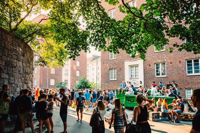People taking the streets at Kallio Block Party. Photo: Jussi Hellsten, Helsinki Partners