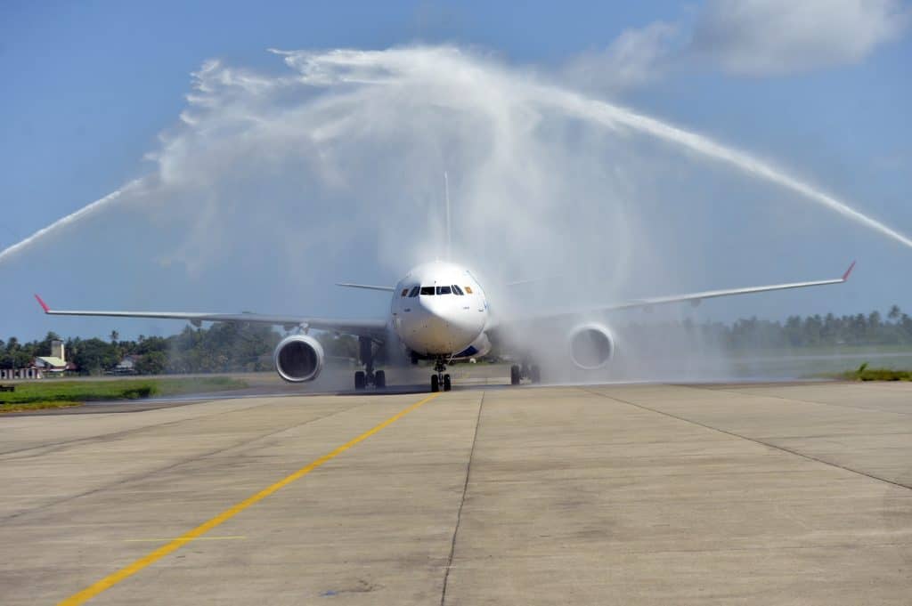 SriLankan Airlines’ first wide-body aircraft in 7 years touches down at BIA