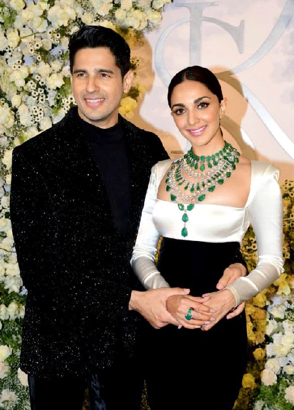 Kiara Advani and Sidharth Malhotra at their wedding reception in Mumbai wedding
