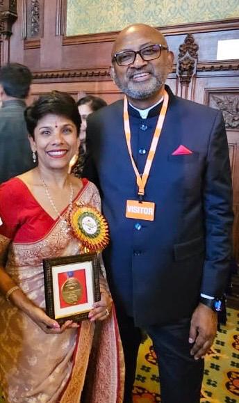 Ranju Alex honoured with Bharat Gaurav Award 2025 at the British Parliament, UK