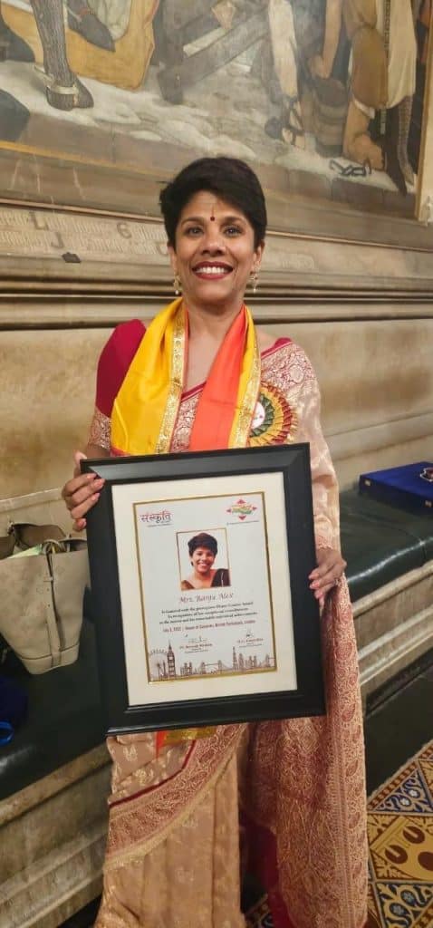 Ranju Alex honoured with Bharat Gaurav Award 2025 at the British Parliament, UK
