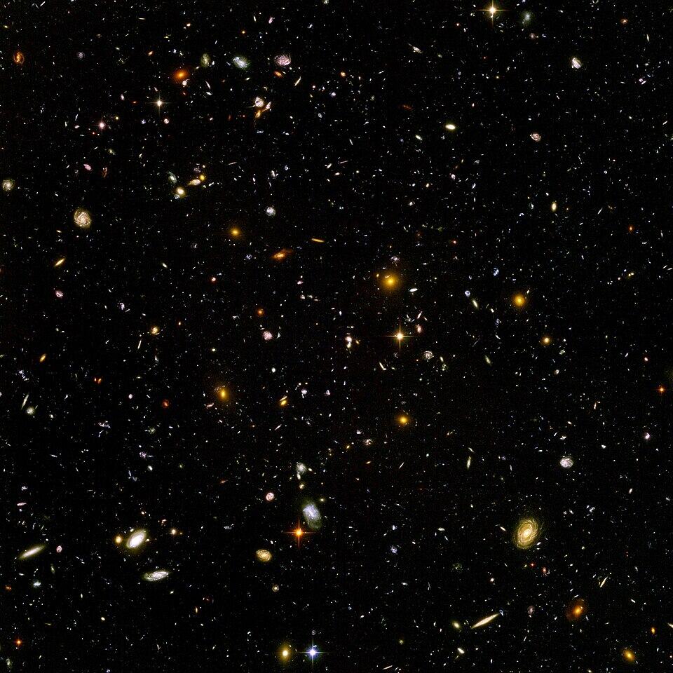 The Hubble Ultra-Deep Field image shows some of the most remote galaxies visible to present technology. Courtesy: Wikimedia Commons.
