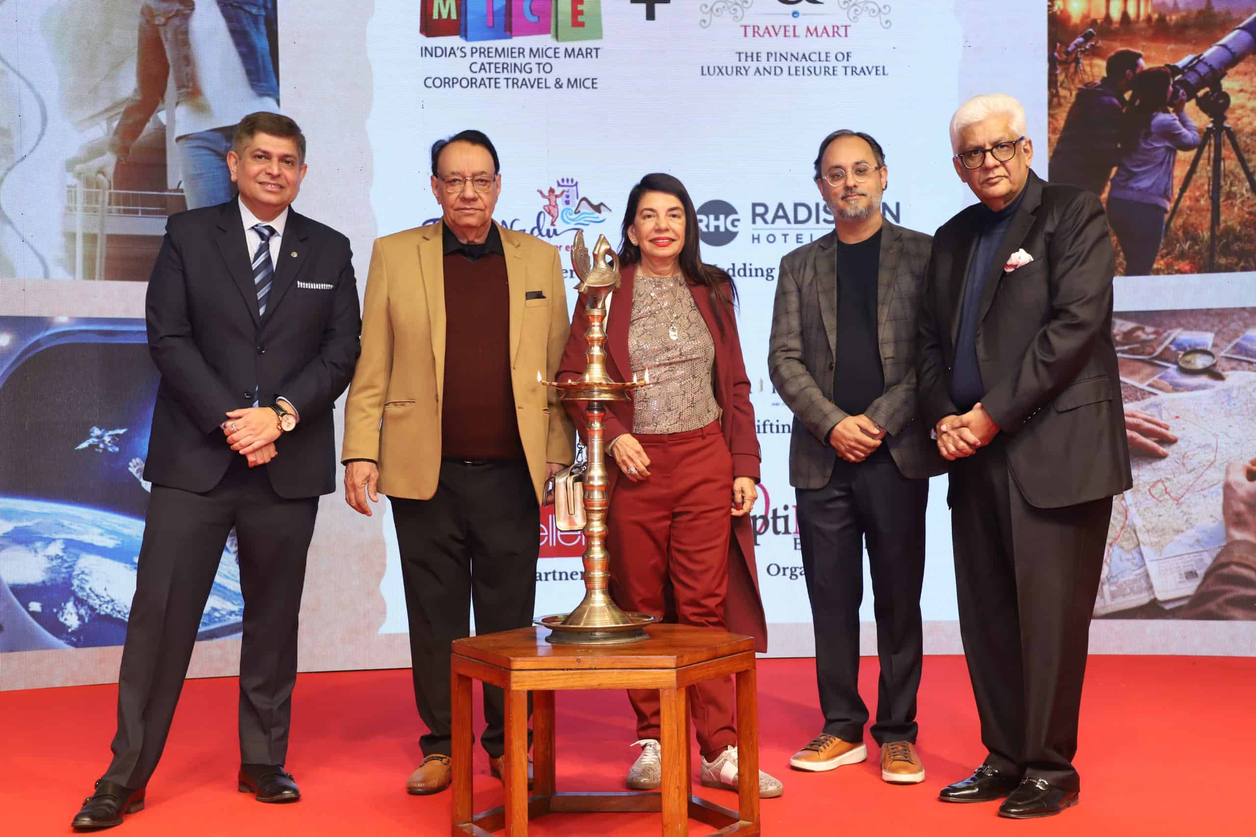 L-R: Manish Dahiya, General Manager, Novotel and Pullman Aerocity New Delhi, Kewal Gill, Chairman, Gill India Group, Kamal Gill, Executive Editor and Managing Director, Gill India Group, Nikhil Sharma, Managing Director & COO – South Asia, Radisson Hotel Group, Nathan Andrews, Strategic Advisor, DS Group