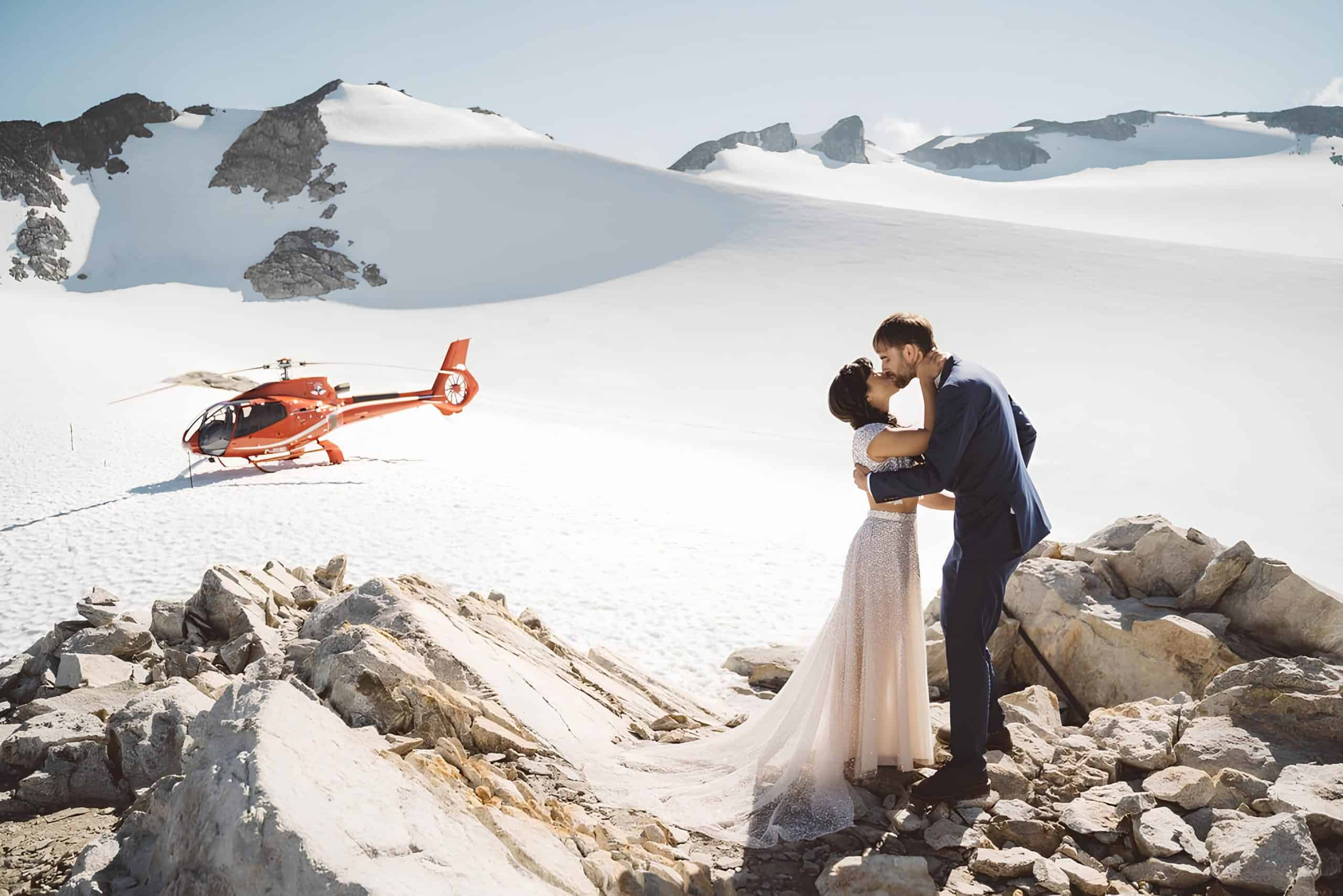 In British Columbia, experienced guides and licensed officiants coordinate legal weddings on isolated alpine landing sites